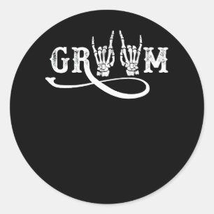 Sticker Rond Mariée de mariage d'Halloween Marié Squelette jusq