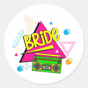 Sticker Rond Mariée des années 90 Rétro Mariée des années 90 En