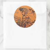 STICKER ROND MARIÉE D'HALLOWEEN GOTH, CHAUVES-SOURIS, VOILE, BO (Sac)