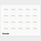 Sticker Rond Mariée, écriture or élégant chic blanc (Feuille)