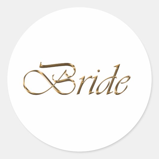 Sticker Rond Mariée, écriture or élégant chic blanc (Devant)