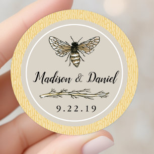Sticker Rond Mariée Élégante Rustique Vintage Mariage