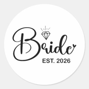 Sticker Rond Mariée Est. 2026 Fiancée Mme Wife Bachelorette Par