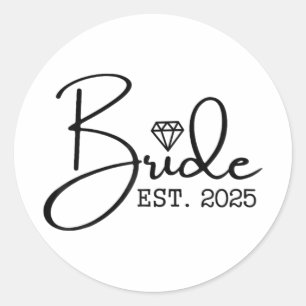 Sticker Rond Mariée Est. Bache de la fête de la mariée Mariage