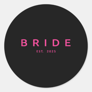 Sticker Rond Mariée Est. mariage de Fête des mariées rose 2025