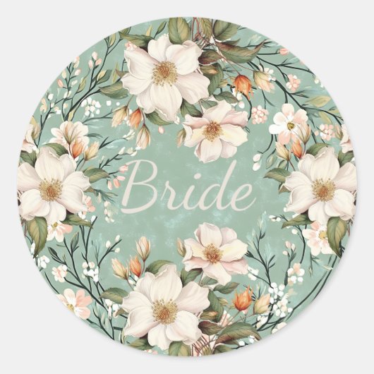 Sticker Rond Mariée fleurs sauvages blanches (Devant)