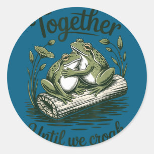 Sticker Rond Mariée grenouille drôle & style de lune de miel de