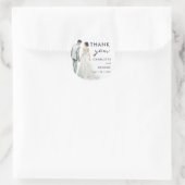 Sticker Rond Mariée Groom Aquarelle Illustration mariage faveur (Sac)