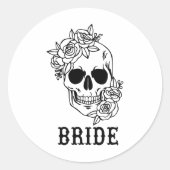 Sticker Rond Mariée Groom Crâne floral Halloween Mariage Bachel (Devant)