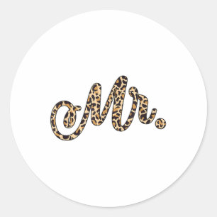 Sticker Rond Mariée Groom M. Empreinte de léopard Mariage Coup