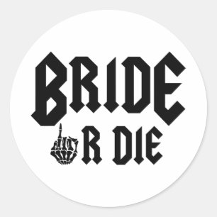 Sticker Rond Mariée Halloween Ou Mort Prêt À Rock Bachelorette