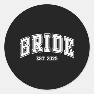 Sticker Rond Mariée Marié Env. 2025 Rétro Jeunes Mariés Couple