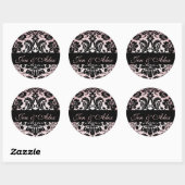 Sticker Rond Mariée noire rose Groom Mariage damassé Seal (Feuille)