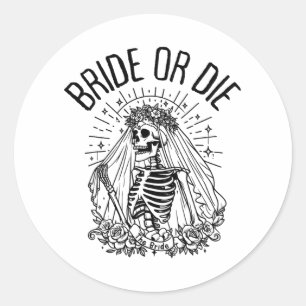 Sticker Rond Mariée Ou Mort Gothique Squelette Bridal Bache