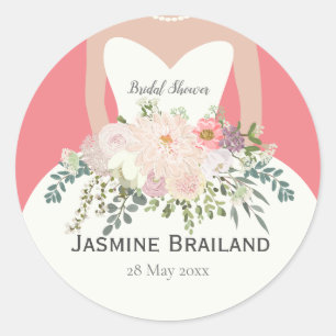 Sticker Rond Mariée silhouette enterrement de vie de jeune fill