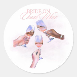 Sticker Rond Mariée sur Vin Cloud Création drôle pour une fêt