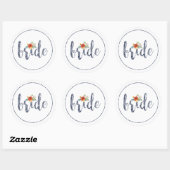 Sticker Rond Mariée, typographie moderne (Feuille)