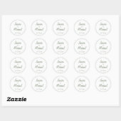 Sticker Rond Mariée Verte Sage Époux Script Mariage (Feuille)