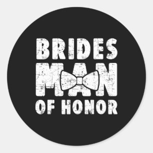 Sticker Rond Mariées Homme D'Honneur Mariage Tee Bachelor Bache
