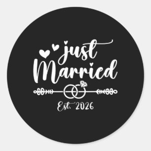 Sticker Rond Mariés à peine 2026 Mariée Marié Mariage Fiançaill