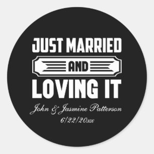 Sticker Rond Mariés ajoutez noms Date Mariage 