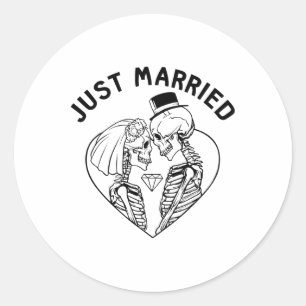 Sticker Rond Mariés depuis peu Mariée Marié Couple de squelette