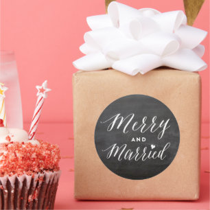 Sticker Rond Mariés et Heureux Tableau Mariage de Fêtes de Noël