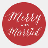 Sticker Rond Mariés et heureux Tendance Écriture Mariage de vac (Devant)