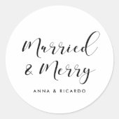Sticker Rond Mariés et joyeux élégant vacances (Devant)