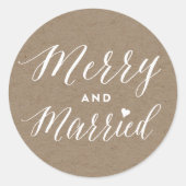 Sticker Rond Mariés et Joyeux Kraft Mariage de Fêtes (Devant)