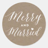 Sticker Rond Mariés Et Joyeux Kraft Vacances Mariage (Devant)