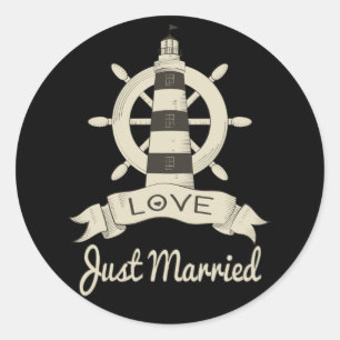 Sticker Rond Mariés Noirs Naissance Phare Tan Mariage