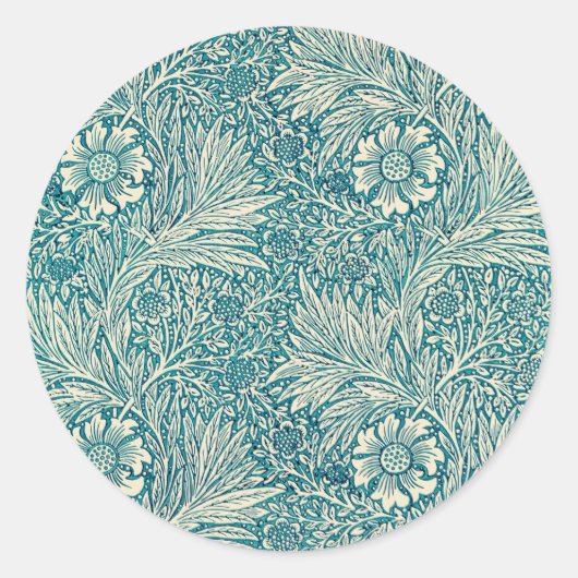 Sticker Rond Marigold bleu illustration de William Morris (Devant)