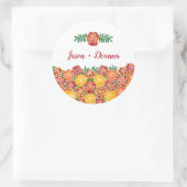 Sticker Rond Marigold Bright Floral ajoute les noms des couples (Sac)