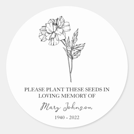 Sticker Rond Marigold Memorial Funeral Seed Packet (Devant)