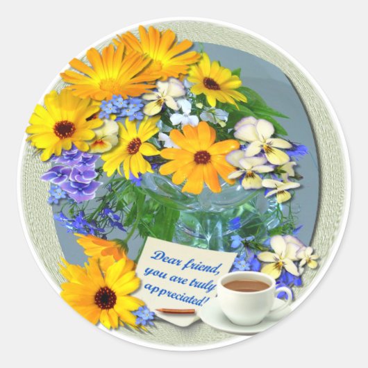 Sticker Rond MARIGOLD POSY ~ Plaque d'amitié (Devant)