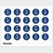 Sticker Rond Marine Ancre bleue Mariage nautique Faveur (Feuille)