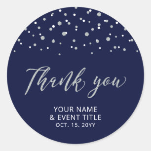 Sticker Rond Marine & Argent Moderne Anniversaire Favoriser Mer