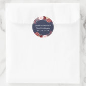 Sticker Rond Marine Automne Marsala Blush rose Peony Mariage Fa (Sac)