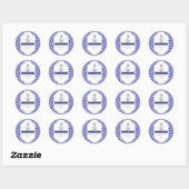 Sticker Rond Marine bleu ancre mariage nautique Enregistrer la  (Feuille)