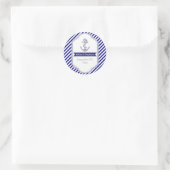 Sticker Rond Marine bleu ancre mariage nautique Enregistrer la  (Sac)