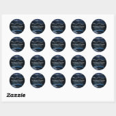 Sticker Rond Marine Bleu Argent Agate Marbre d'affaires Merci (Feuille)