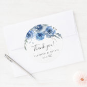 Sticker Rond Marine bleu blanc floral aquarelle couleur d'eau m (Enveloppe)