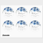 Sticker Rond Marine bleu blanc floral aquarelle couleur d'eau m (Feuille)