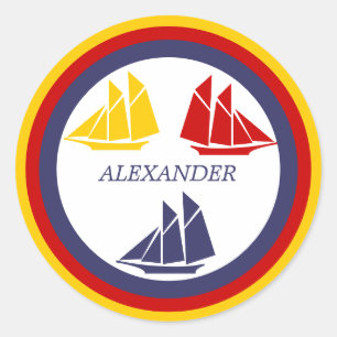 Sticker Rond Marine Bleu Bleu Jaune Voilier Bleu Bleu Bleu Bleu