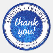 Sticker Rond Marine Bleu et Blanc Élégant Simple Mariage modern (Devant)