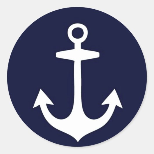 Sticker Rond Marine Bleu et Blanc Nautique Inspiré (Devant)