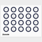 Sticker Rond Marine Bleu et Blanc Simple Mariage élégant (Feuille)