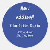 Sticker Rond Marine bleu nous avons déplacé une nouvelle adress (Devant)