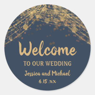 Sticker Rond Marine Bleu or cordes éclats ronds